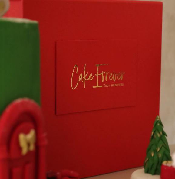 Caixa Festiva Vermelha Red e Gold Cake Forever